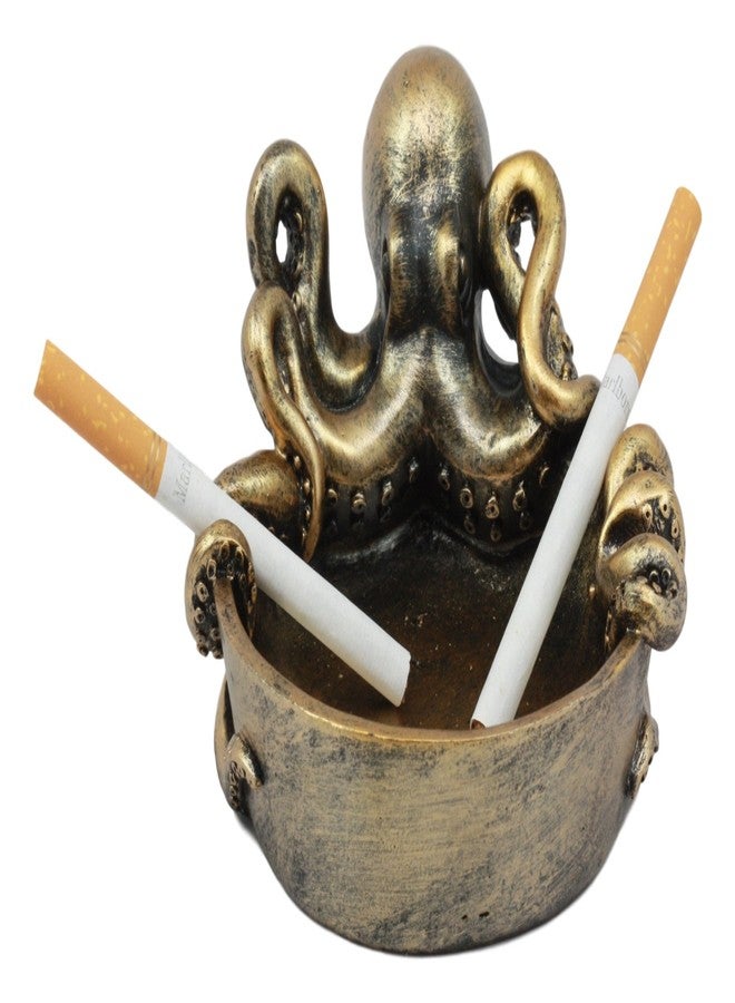 Ebros Gift Ebros Marine Sea Monster Kraken Giant Octopus Grasping Basin Ashtray Figurine 5.5"Wide Nautical Ocean Terror Myth Decorative Statue For Cigarettes Coins Knick Knacks Squids Cephalopod Sculpture - Image 2
